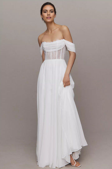Off-The-Shoulder Corset A-Line Wedding Gown
